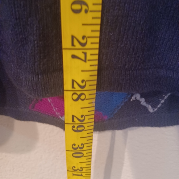 Vtg Tommy Hilfiger Women 2XL Black Knit Argyle Crewneck Sweater Side Button Up - Picture 10 of 10